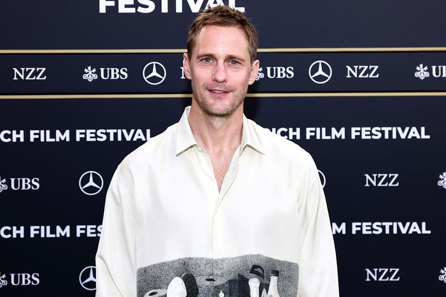 Alexander Skarsgård Stuns with Risqué Fashion Choice at 'Pillion' Photocall