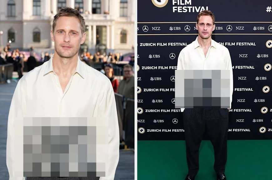 People Can't Stop Talking About Alexander Skarsgård's NSFW Silk Shirt At The Zurich Film Festival